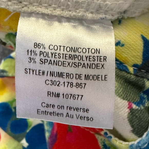 Alice + Olivia floral Primary Petal white skinny jeans cotton blend Size 4 - Picture 11 of 15